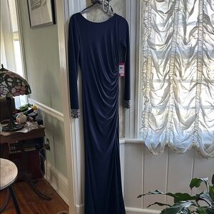 Vince Camuto Midnight Blue Long Sleeve Dress with Embellished Cuffs